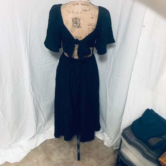 A New Day Women's Black Square Neck Puff Sleeve A-Line Maxi Dress Size 6 NWT - Picture 8 of 12